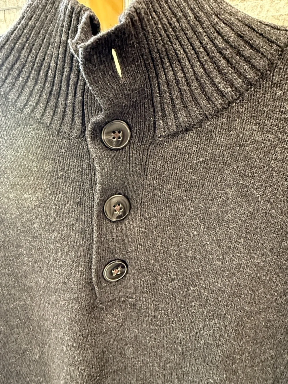 Banana Republic Charcoal Mock Neck  Button Sweater